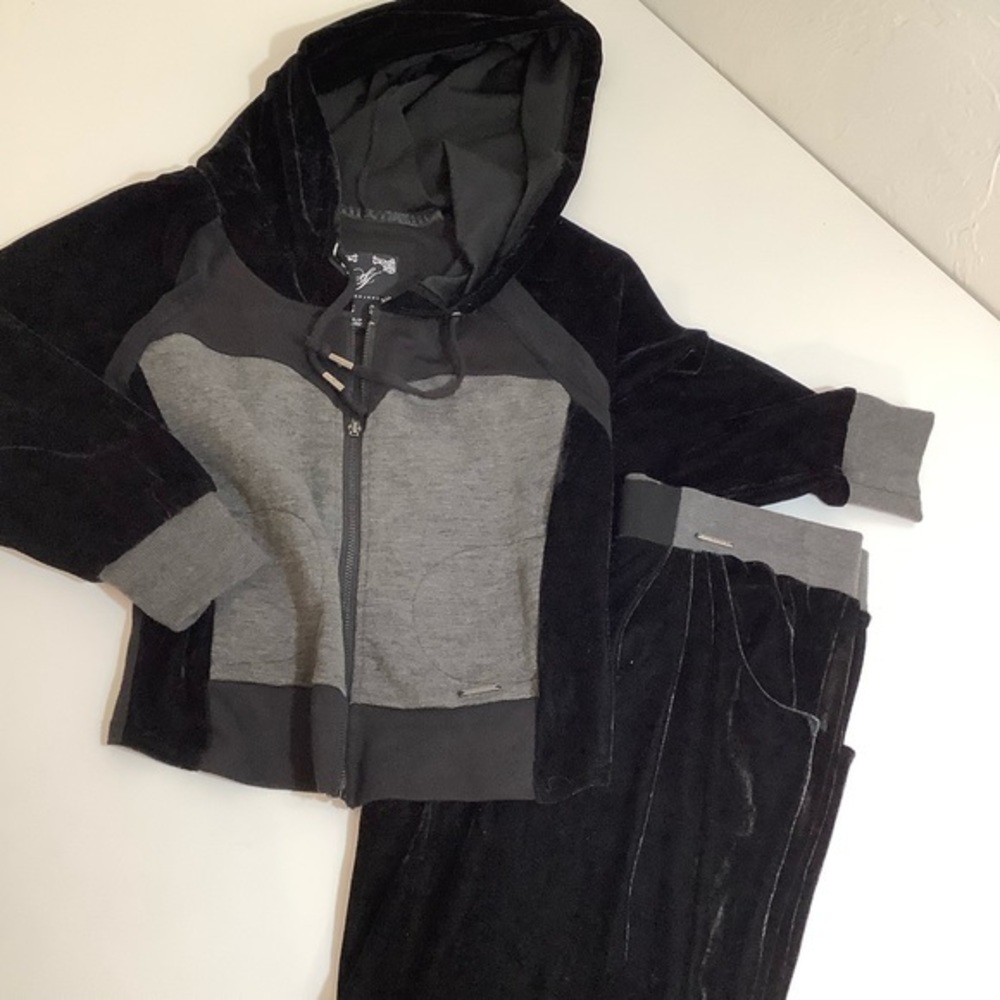 Sean John black velour and mesh jumpsuit SZ Small